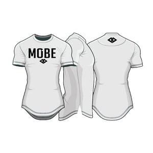 MOBE | SCOOP BOTTOM TEE | WHITE/BLACK