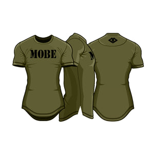 MOBE | SCOOP BOTTOM TEE | ARMY GREEN/BLACK